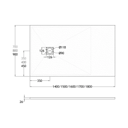 Brodzik prysznicowy prostokątny 150X90cm biały z syfonem BR092 STONE SEVANTE