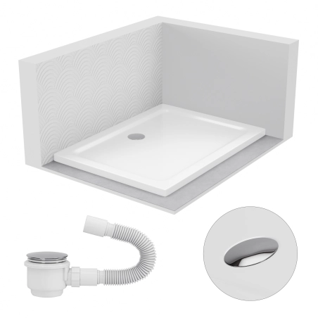 Brodzik prysznicowy prostokątny 100x90cm biały z syfonem BR037 SLIM SEVANTE
