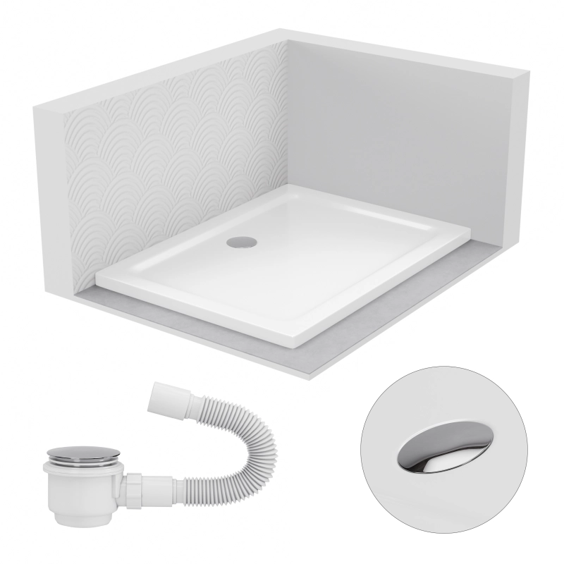 Brodzik prysznicowy prostokątny 100x70cm biały z syfonem BR029 SLIM SEVANTE