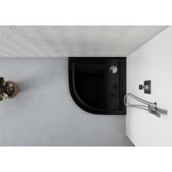 Brodzik prysznicowy półokrągły 80x80cm czarny z syfonem BR025 SLIM SEVANTE