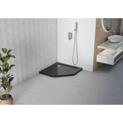 Brodzik prysznicowy pięciokątny 100x100cm czarny z syfonem BR020 SLIM SEVANTE