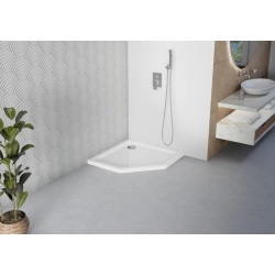 Brodzik prysznicowy pięciokątny 90x90cm biały z syfonem BR016 SLIM SEVANTE