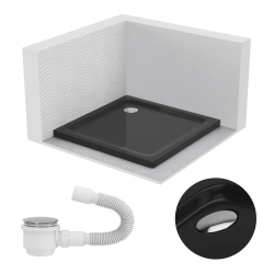 Brodzik prysznicowy kwadratowy 90x90cm czarny z...