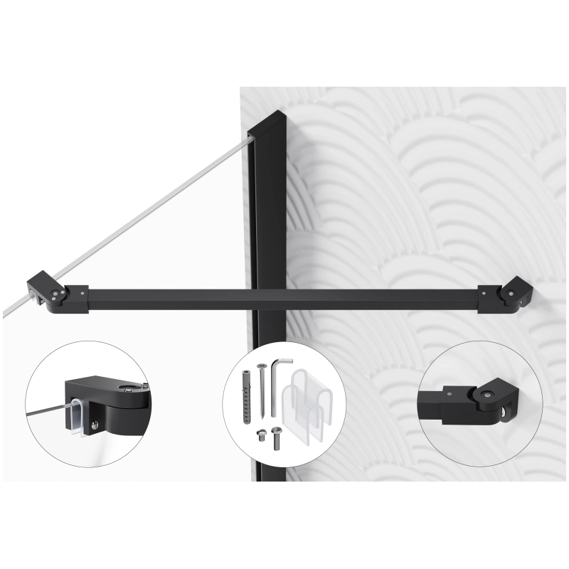 Wspornik do kabiny kątowy regulowany od 30 do 120cm czarny WS008 SEVANTE
