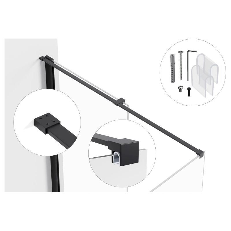 Wspornik do kabiny prostopadły regulowany 30-120cm BLACK WS003 SEVANTE