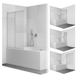 Parawan nawannowy przesuwny dwuczęściowy 100x150cm chrom PN028 MITIS SEVANTE