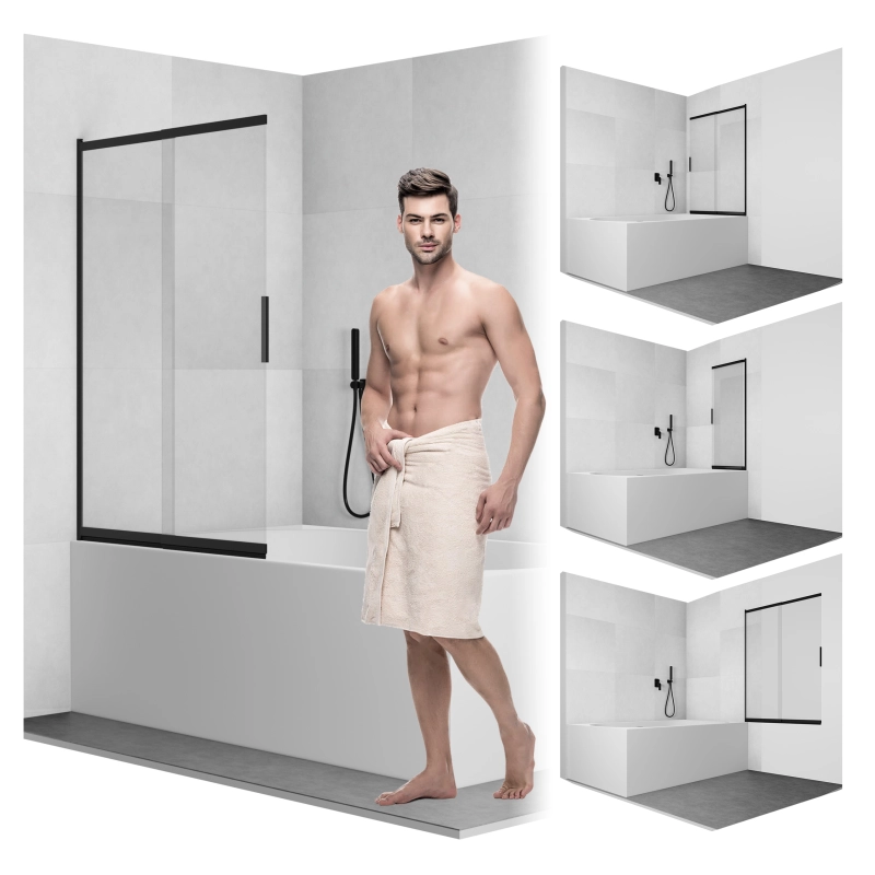 Parawan nawannowy przesuwny dwuczęściowy 100x150cm czarny PN026 MITIS SEVANTE