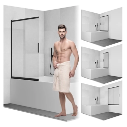 Parawan nawannowy przesuwny dwuczęściowy 80x150cm czarny PN025 MITIS SEVANTE