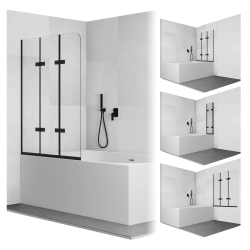 Parawan nawannowy składany trzyczęściowy 120x140cm czarny PN013 SATIS SEVANTE