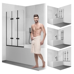 Parawan nawannowy składany trzyczęściowy 120x140cm czarny PN013 SATIS SEVANTE