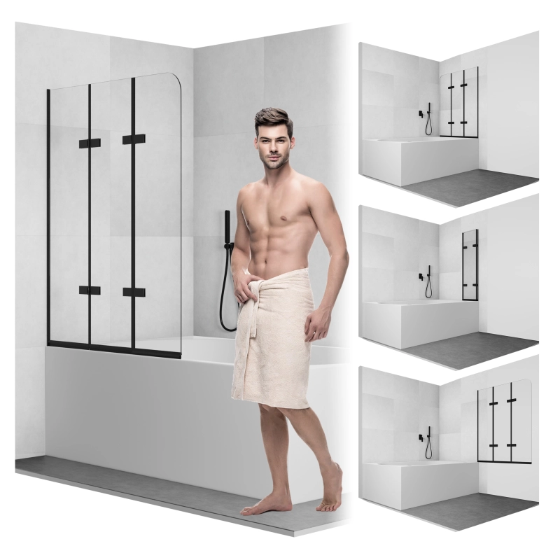 Parawan nawannowy składany trzyczęściowy 120x140cm czarny PN013 SATIS SEVANTE