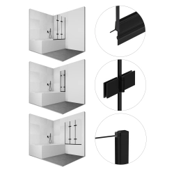Parawan nawannowy składany trzyczęściowy 120x140cm czarny PN013 SATIS SEVANTE