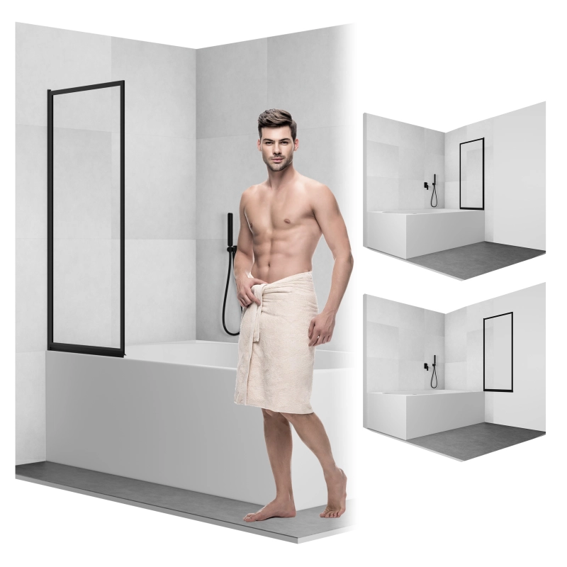 Parawan nawannowy składany jednoczęściowy z ramką 70x140cm czarny PN011 MARCUS SEVANTE