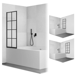 Parawan nawannowy składany jednoczęściowy z kratką 70x140cm czarny PN008 THIRA SEVANTE