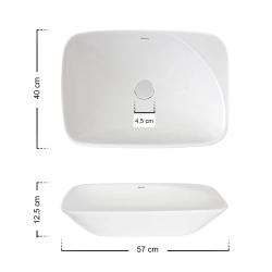 Umywalka nablatowa 57x40x12,5cm biała U026 TIRSO SEVANTE