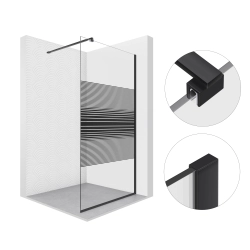 Ścianka prysznicowa walk-in 80x195cm czarna z...