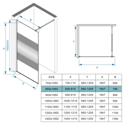 Ścianka prysznicowa walk-in 80x195cm chrom z pasami SP052 ETNA SEVANTE
