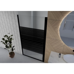 Drzwi prysznicowe do wnęki uchylne 80x190cm czarne z pasami SW099 GUNTUR SEVANTE