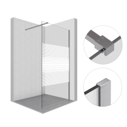 Ścianka prysznicowa walk-in 90x195cm chrom z pasami SP053 ETNA SEVANTE