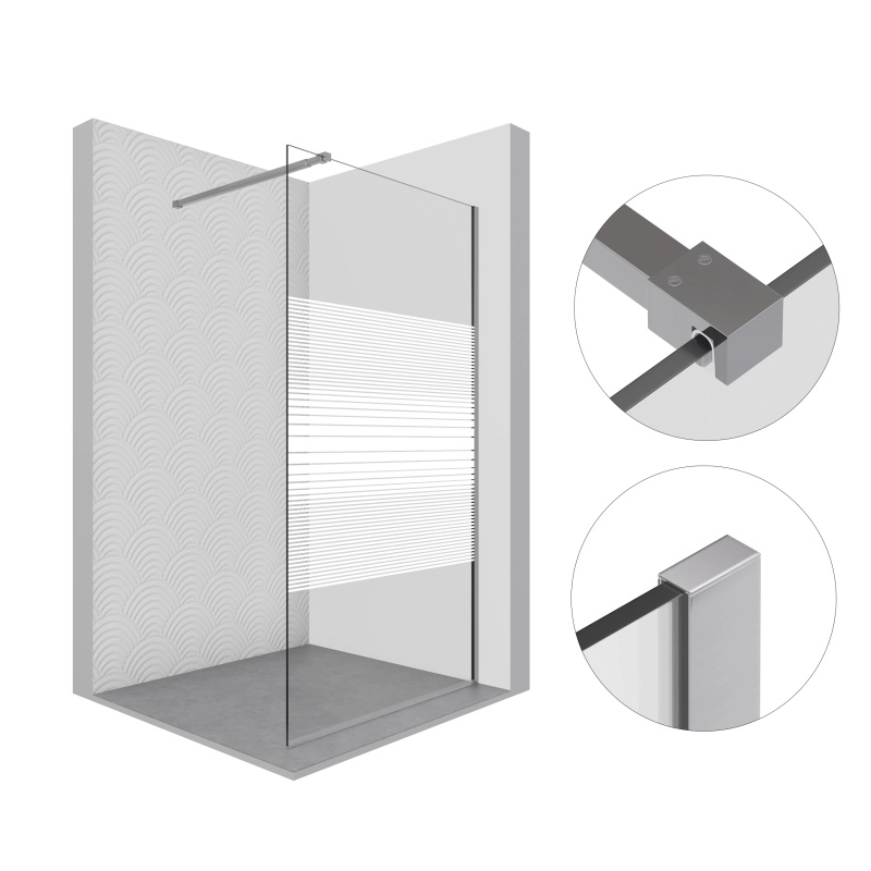 Ścianka prysznicowa walk-in 90x195cm chrom z pasami SP053 ETNA SEVANTE