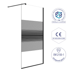Ścianka prysznicowa walk-in 90x195cm czarna z pasami SP049 MAYON SEVANTE