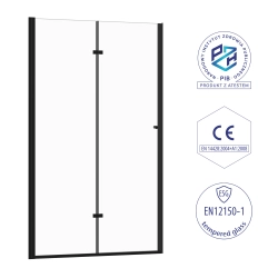 Drzwi prysznicowe do wnęki składane czarne 130x190cm SW026 ALDEN SEVANTE
